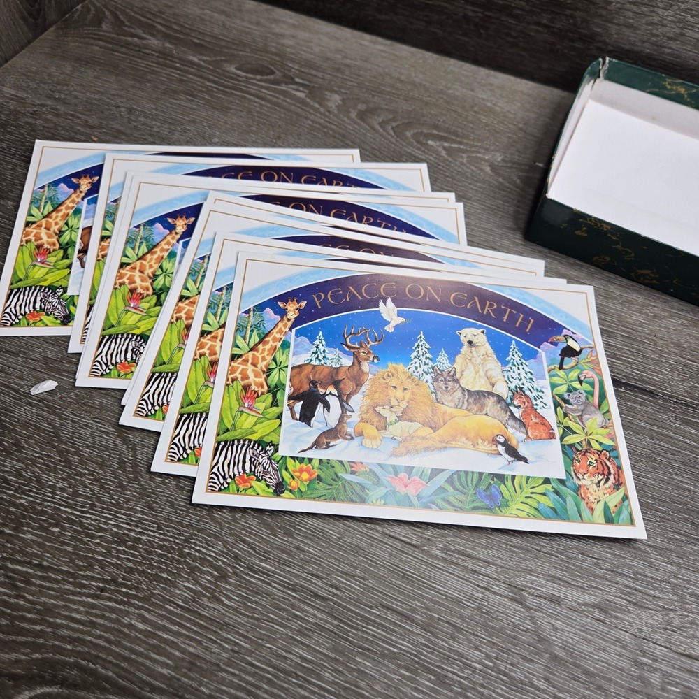 Peace on Earth Wildlife Christmas Greeting Cards Animals Holiday Box Set of 8